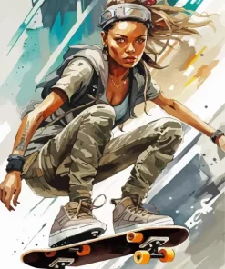Cool Black Skater Girl Diamond Painting