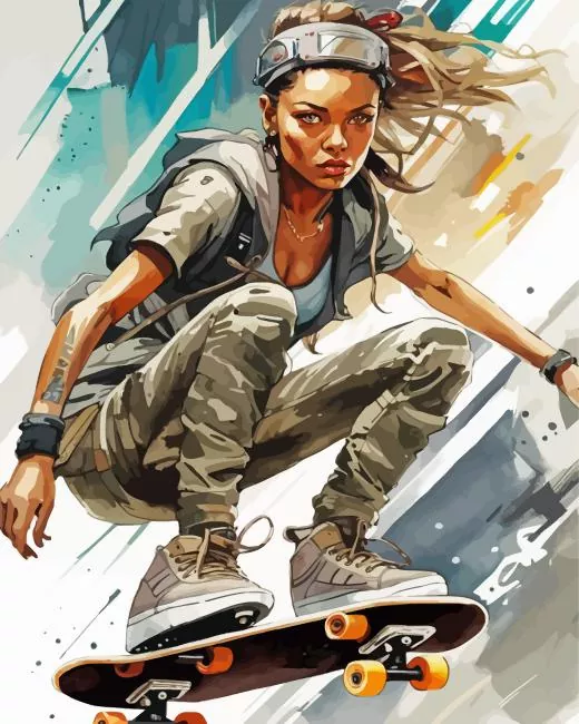 cool black skater girl Diamond With Numbers Cool Black Skater Girl Diamond Painting