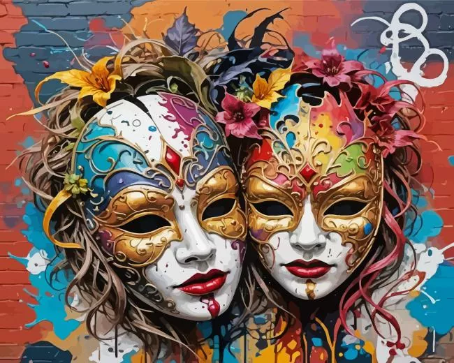 cool drama masks art Diamond Paintings Cool Drama Masks Art Diamond Painting