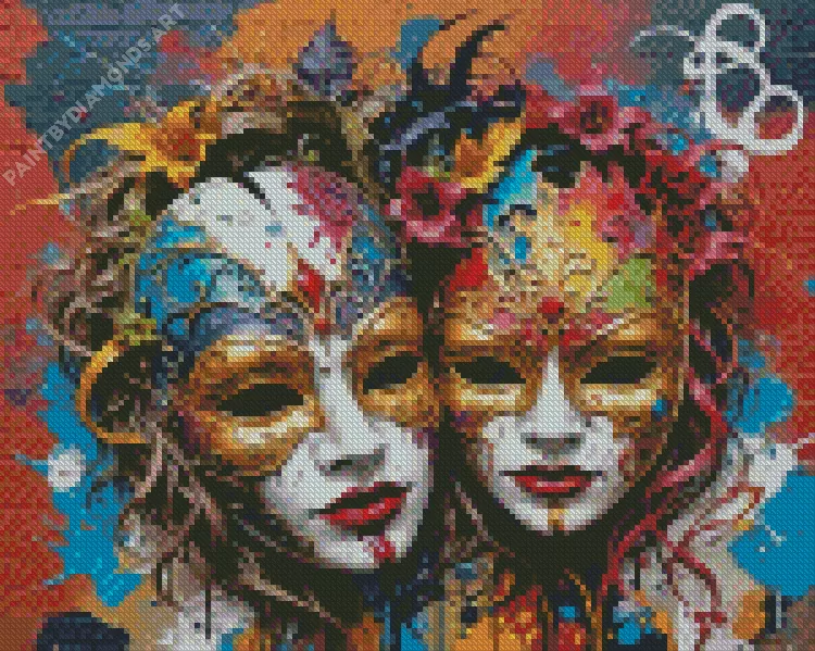 cool drama masks art Diamond With Numbers Cool Drama Masks Art Diamond Painting