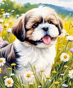 Cool Fluffy Shih Tzu Art Diamond Painting