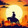Cowboy Riding Into Sunset Diamond Painting