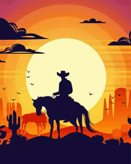 cowboy riding into sunset Diamond Dotz Cowboy Riding Into Sunset Diamond Painting