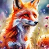 Cute Fox And Flowers Diamond Painting