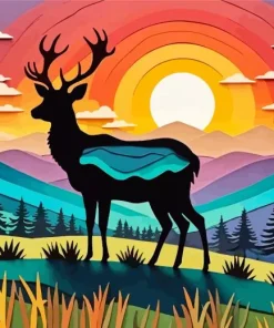 Deer Animal Silhouette Diamond Painting