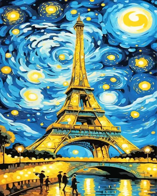 eiffel tower starry night Diamond Paintings Eiffel Tower Starry Night Diamond Painting