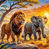 Elephant And Lion Diamond Painting