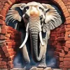 Elephant Breaking Through Wall Diamond Painting