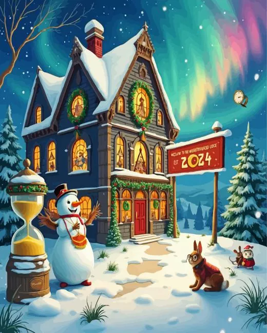 falling snow aurora Diamond Paints Falling Snow Aurora Diamond Painting