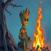Fire Groot Art Diamond Painting