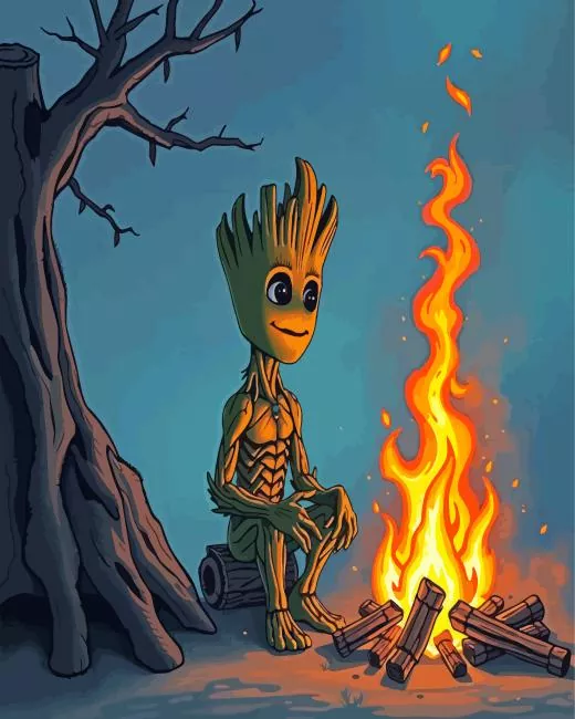fire groot art Diamond Paints Fire Groot Art Diamond Painting