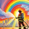 Firefighter Rainbow Diamond Painting