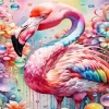 Flamingo Drawing With Flowers Diamond Painting