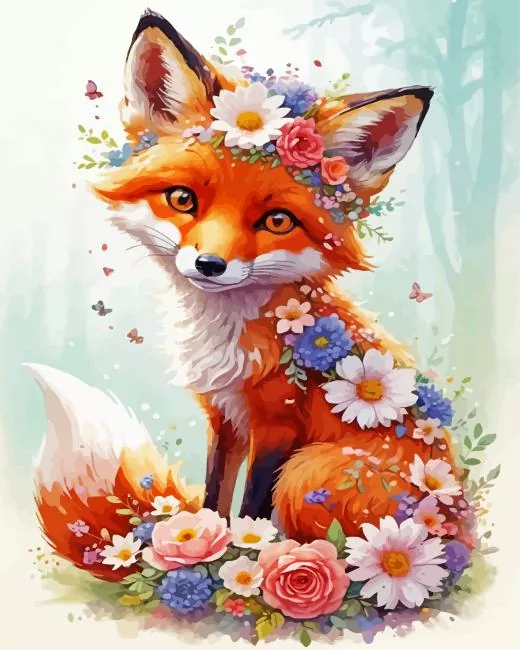 floral fox art Diamond Paintings Floral Fox Art Diamond Painting