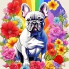 Floral French Bulldog Art Diamond Painting