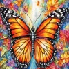 Floral Monarch Butterfly Diamond Painting
