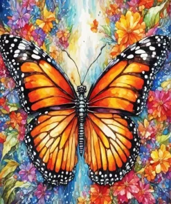 Floral Monarch Butterfly Diamond Painting
