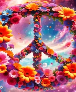 Floral Peace Sign Diamond Painting
