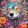Floral Wolf Art Diamond Painting