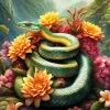 Flower And Snake Diamond Painting