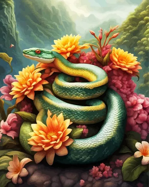 flower and snake Diamond Painst Flower And Snake Diamond Painting