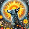 Flower And Wolf Diamond Painting