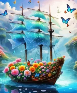 Flower Boat Art Diamond Painting