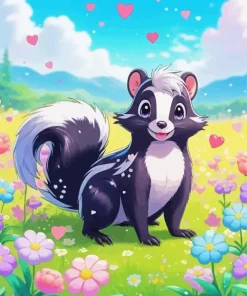 Flower Cartoon Skunk Art Diamond Painting