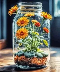 Flower In Jar Diamond Painting