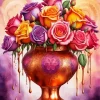 Flower Vase With Roses Diamond Painting