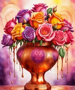 Flower Vase With Roses Diamond Painting