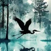 Flying Heron Silhouette Diamond Painting