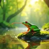 Frog On A Rock Diamond Painting