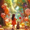 Girl In Lollipop Forest Diamond Painting
