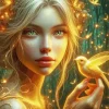 Golden Fairy And Bird Diamond Painting