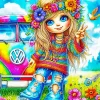 Hippie Cute Girl Diamond Painting
