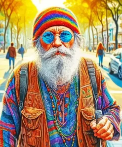 Hippie Old Man Diamond Painting