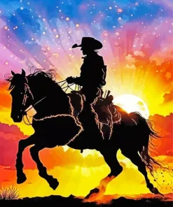 Horse Silhouette Sunset Diamond Painting