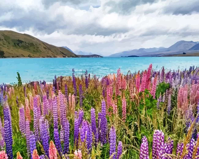 lake tekapo new zealand Diamond With Numbers Lake Tekapo New Zealand Diamond Painting