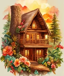 Log Cabin Diamond Painting