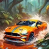 Orange Mustang In Jungle Diamond Painting