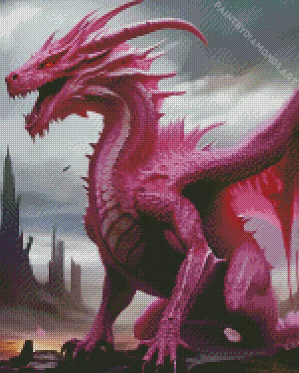 pink dragon Diamond By Numbers Pink Dragon Diamond Painting