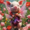 Pink Fairy Pig Diamond Painting