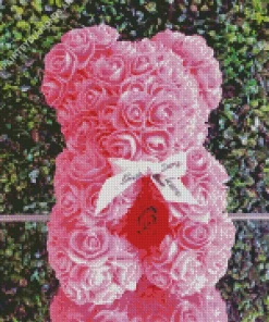 Pink Flower Bear Diamond Painting