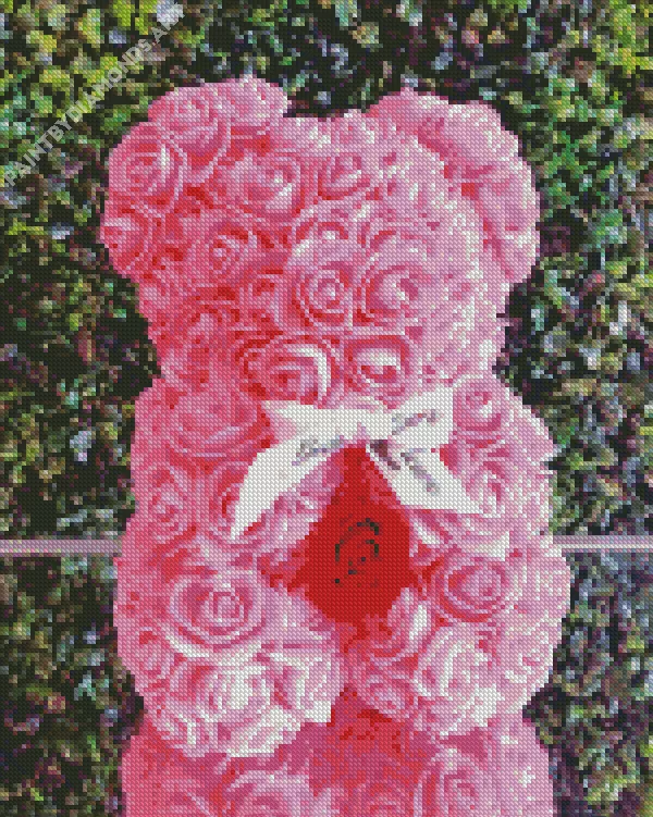 pink flower bear Diamond Paintings Pink Flower Bear Diamond Painting