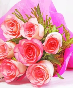 Pink Flowers Bouquet Diamond Painting