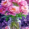 Pink Peonies Bouquet Vase Diamond Painting