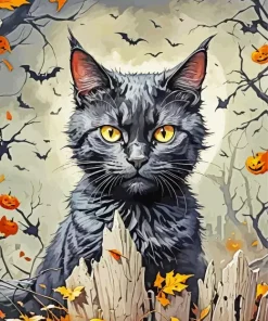 Pumpkins Halloween Cat Diamond Painting