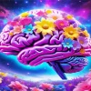 Purple Flowers Brain Diamond Painting