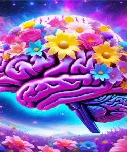 Purple Flowers Brain Diamond Painting
